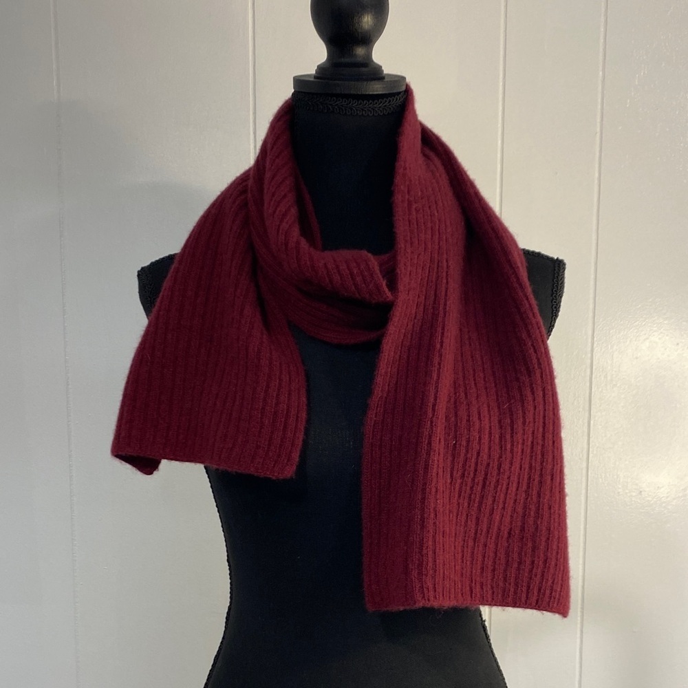 Portolano Cashmere Scarf Burgundy Jewel Tone Ribbed Luxury Heritage Brand